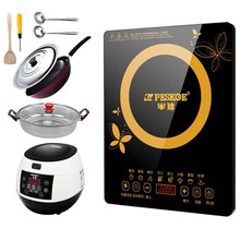 半球（Peskoe）电磁炉家用火锅炉多功能触摸电磁灶大功率爆炒电磁炉2200w微晶面板带锅具碗筷套装 套餐五+3L饭煲