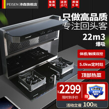 沛森（PEISEN）【无机箱】【可定时】分体式集成灶双电机自动清洗油烟机燃气灶套装体感22m3爆吸 体感烟机+高配定时猛火灶+暖菜宝【店长推荐款】 液化气