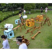 幼儿园安吉游戏组合攀爬架钻洞儿童感统训练器材早教宝宝体能平衡滚筒 安吉钻洞攀爬滚筒组合40件套