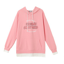 敏潮格伦孕妇装早秋2021新款连帽卫衣潮妈外出时尚款托腹裤两件套网红套装 粉卫衣(单件) M