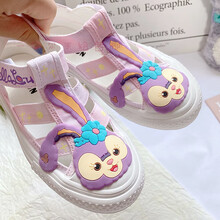 支持鴻星尔克迪士尼官·方旗舰同款2021夏季童鞋星黛露休闲凉鞋帆布鞋女童韩版紫兔时尚透气镂空单鞋 儿童镂空鞋 梦幻星黛露 送袜子 29