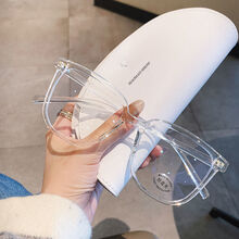 斯恩摩复古防蓝光近视眼镜女配度数小红书素颜黑框大脸网红镜框眼睛架男 透明白 防蓝光防辐射平光镜