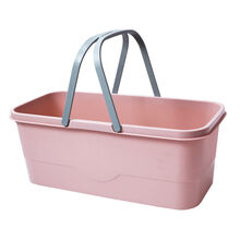 加大加厚宽口手提平板洗胶棉拖把桶长方形塑料桶钓鱼桶单拖把桶 超大号底部内径43CM粉色