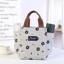 妈咪包上班族外出带饭装饭盒包保温便当包时尚手提袋子帆布手拎包 荧光绿 小号浅绿熊头