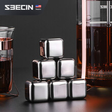 美国seecin双层玻璃杯隔热防烫玻璃杯透明咖啡杯泡茶家用办公室牛奶杯子 不锈钢冰块6粒装含冰夹