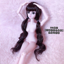 叶罗丽60厘米假发可拆4D真眼假睫毛20关节素体改妆裸娃大芭比娃娃 【刘海深棕色曲发】60厘米 整个娃+礼服+复古鞋