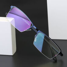 Bosibao 半框轻金属配近视眼镜架男女款眼镜框 配防辐射防蓝光眼镜 枪框1.56非球防辐射防蓝光 左右眼近视75度