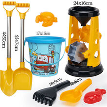 儿童沙滩玩具挖沙玩沙子工具套装男孩女孩宝宝沙漏铲子和桶决明子 双铲漏配中桶共8件