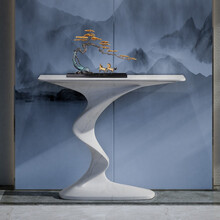 玄关台轻奢异形设计师客厅玄关柜走廊中式玄关桌子简门厅端景台缘音 爵士白1米 组装