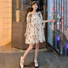 奕雅轩 孕妇装夏装时尚连衣裙新款中长款优雅长裙宽松夏季潮妈短袖上衣夏天裙子 图片色 M