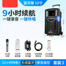 先科A60广场舞音响户外拉杆12吋便携式移动大功率播放器带无线话筒室外K歌家用蓝牙重低音炮手提演出音 12寸蓝牙版【无线话筒+32G优盘】