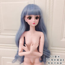 叶罗丽60厘米假发可拆4D真眼假睫毛20关节素体改妆裸娃大芭比娃娃 【刘海妖蓝姬】60厘米 整个娃+2款衣服+超值