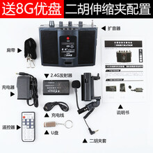 V306二胡无线扩音器便携葫芦丝笛子户外演出拾音蓝牙音响乐器配件 二胡拉弦类/弹弦类黑色+伸缩夹接收器+U盘