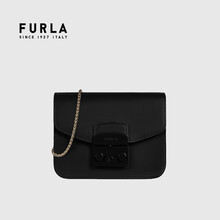 芙拉 FURLA 21SS春夏 奢侈品 METROPOLIS系列迷你号女士黑色方形单肩斜挎包