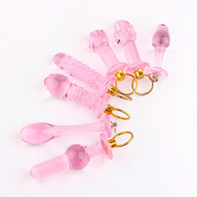 玻璃仙女棒阳具女用手拉后庭肛塞尾巴自慰器具 迷你小号肛塞穿戴外出拉珠情趣性用品 小琉璃1个