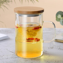 绿珠lvzhu 玻璃杯480ml 茶水分离杯男女士办公商务大容量双层耐热过滤花茶水杯子 可加热 A1051