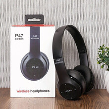 涵新 头戴式蓝牙耳机5.0可插卡环绕立体无线降噪音乐游戏手机电脑运动跑步耳麦适用于苹果华为小米魅族等 p47高贵黑+音频线+充电线