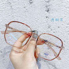 弗恩与加缪 近视眼镜女网红款有度数显瘦透明素颜黑框大脸眼睛架韩版潮男方形 【茶色】 定制普片防辐射200度