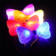 六一儿童节发光头饰抖音直播牛角闪光发箍网红发夹带灯发卡夜光 发光蝴蝶结发箍