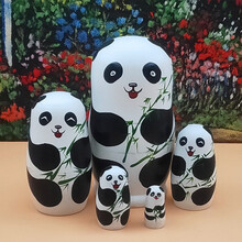 俄罗斯套娃精品熊猫5层摆件儿童玩具娃娃可爱套筒熊猫图案生日礼物中国风纪念品