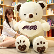毛毛熊公仔可爱抱抱熊毛绒玩具女孩泰迪熊猫公仔布娃娃女生睡觉抱超大熊儿童睡觉生日礼物送女友情人节礼物 白(生日快乐) 跑量价格直角量1.4米平躺拉直120厘米