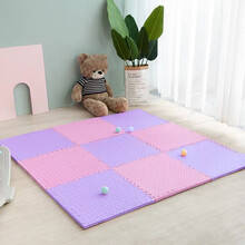加厚泡沫地垫客厅拼接拼图地垫卧室儿童爬行垫宝宝铺地板爬爬垫子 粉紫搭配 十字纹30*30*0.8cm(10片装)