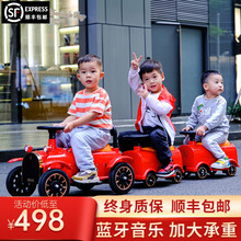 颜桔小火车儿童电动车四轮男女宝宝童车儿童可坐人充电小孩玩具汽车 红色小火车带一节车厢