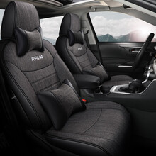 2021新款2020款丰田荣放RAV4座套都市版风尚Plus座椅套全包围亚麻汽车坐垫四季 灰咖色【豪华版】