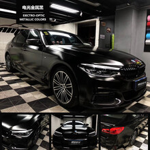 改色膜 全车贴 黑武士电光金属灰车车身贴膜樱花粉汽车膜整车改装车衣膜 电光金属黑(1.52米*1米)