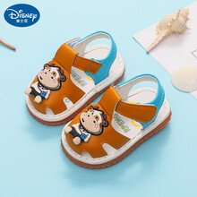迪士尼专卖旗舰官方店宝宝凉鞋牛筋底夏季3-6-9个月12婴儿包头叫叫鞋 0-1岁2卡通学步鞋 黄色 D99 宝宝鞋码数不准按照内长选码