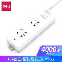 得力插线板10a转16a 16A插座转换器转换插头 4000w大功率插排 开关插板 热水器空调专用 【总控】2位16A 大功率1米