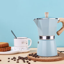 摩卡壶手冲咖啡壶煮家用意大利便携意式浓缩滴滤壶 蓝色三杯份150ml单壶