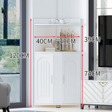 三角柜墙角柜转角柜墙角置物柜客厅边角三角形柜多功能欧式拐角落收纳柜 白色120*40*40 组装