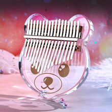 21音kalimba卡林巴拇指琴练习手指琴透明水晶初学17音巴林琴乐器 17音熊嘟嘟 图案【琴盒+全套】