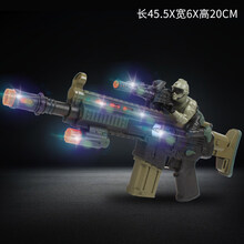 送小孩儿童电动玩具枪带声光音乐宝宝小男孩子发光发声男童冲锋抢3-6岁生日礼物 【军绿色】新款士兵自动 送普通电池