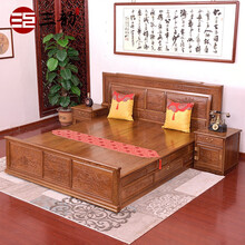 三韵红木家具非洲鸡翅木（学名：非洲崖豆木）高低床实木新中式卧室婚房主卧大床简约双人床 长180*宽210*高40(总高)108cm