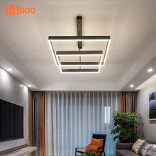 凯都 客厅吊灯客厅灯现代简约灯具套餐三室两厅轻奢时尚小米智能全屋灯led吊灯餐厅灯卧室灯北欧方形吊灯 双层80+60cm-无极调光+遥控