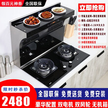 逸帝800mm无机箱双电机集成灶分体式集成灶侧吸下排式油烟机自动清洗烟灶套装双电磁炉 油烟机+高配定时猛火灶 液化气