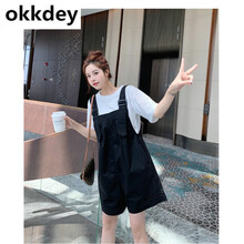 新款超显瘦洋气加肥大码孕妇裤子夏季套装减龄宽松阔腿裤洋气潮妈背带短裤200斤特肥胖品牌女士装 绿色背带裤+黑色T恤 S