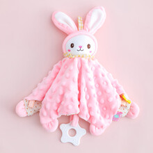 安抚巾婴儿可入口陪睡 可入口婴儿安抚巾婴幼儿3个月新生12个月宝宝豆豆毯毛绒啃咬睡眠 豆豆兔安抚巾(牙胶 响纸 铃铛)