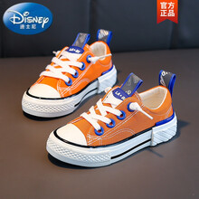 迪士尼(Disney) 品牌童装 2021新款儿童帆布鞋年夏季一脚蹬男童鞋子夏款中大童布鞋女童板鞋潮 橘宝蓝 1878 34