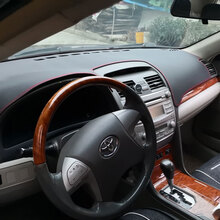 适用于丰田06 07 08 09 10 11年6代老凯美瑞仪表台垫避光垫经典皮革遮光 黑色红线整张皮 6代凯美瑞06-11年