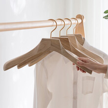 廷羲 香樟木原木衣挂西装店婚纱店成人无漆防霉防蛀植绒裤衣撑子夹衣柜商用家用服装店晾衣架 定制加印logo专拍 十个装