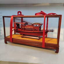 嘉兴红船模型 纪念品南湖红船模型嘉兴红船手工艺木船纪念船木船迷你船模型礼品 36型红木玻璃罩