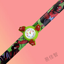 手表儿童男女孩卡通玩具迷你考试啪啪圈旋转幼儿园可爱礼物小手表 蜘蛛侠黄色旋转款