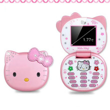 生日礼物Hello Kitty凯蒂猫儿童玩具手机女孩仿真 触摸屏音乐电话毕业季礼物定制 凯蒂猫手机双卡版(粉色)