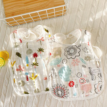 迪士尼(Disney)夏季宝宝围嘴婴儿口水兜新生儿围兜口水巾纯棉纱布大号肚兜式吸水 2件(夏薄竹棉纱大围嘴)椰树+花