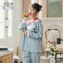 婧麒纯棉月子服春秋7月份产后孕妇睡衣夏季薄款哺乳服家居服9 蓝色印花款  M