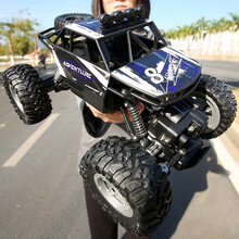 【双电续航90分钟】落差感遥控汽车男孩儿童玩具越野遥控车四驱漂移大脚攀爬特技车充电电动玩具 天空蓝【双电池+合金+动力攀爬】