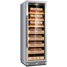 茄龙（CIGARLOONG）CL-268CT1恒温恒湿不锈钢雪茄柜智能红酒柜雪茄红酒两用柜 雪松木裸养4+3拉丝银